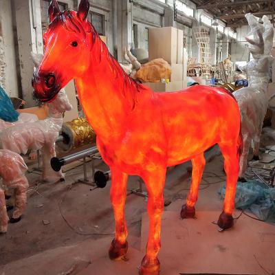 China IP65 waterproof for indoor & Outdoor Pegasus Horse Flying Decoration Resin LED Landscape Light Fiberglass Animal Statue Lamp for sale