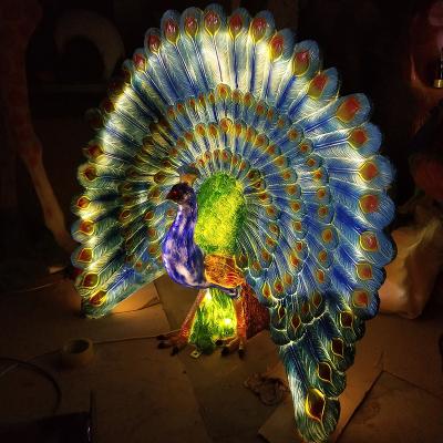 China IP65 waterproof for indoor & Resin Outdoor LED Landscape Light Fiberglass Peafowl Phoenix Peacock Decoration Use Animal Statue Lamp for sale