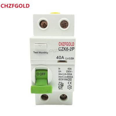 China High Quality Imported Material Residual Current Circuit Of Battery Charger , 2p 4P 63b 10kA RCCB DC 230V 400v30ma for sale