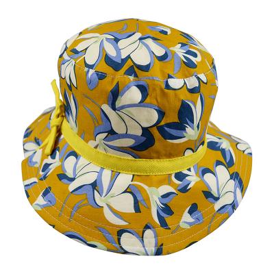 China Fashion style wholesale double-sided printing cotton bucket hat sunscreen windproof hat for women for sale