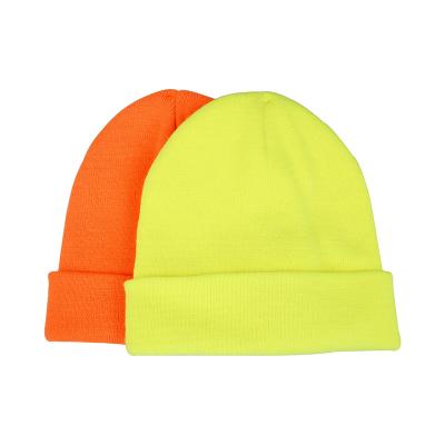 China Fashion style factory price customizd design and logo solid fluorescent acrylic knitted hat and winter fashion men's hat for sale