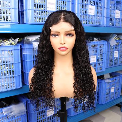 China Brazilian Body Wave 4x4 Lace Closure Human Hair Wigs Virgin Unprocessed Water Wave Wig For Black Women for sale