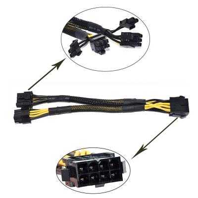 China SENLIFANG Industrial 8pin PCI Express to Dual PCIE 8 Pin (6+2) Cables Y Splitter GPU Graphics Card Power Supply Cable Tie 18AWG 22cm for sale