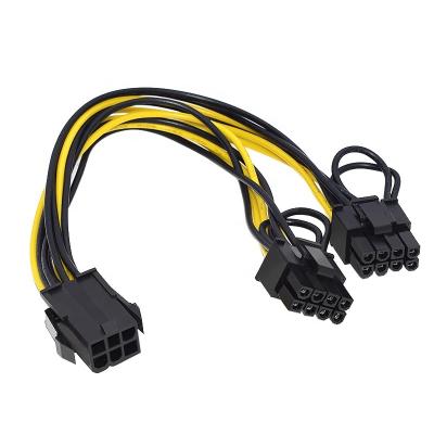 China 10pcs Original Industrial 6pin PCI Express To Dual (6+2) PCIE 8 Pin Power Cable Graphics Card PCI-E GPU Data Splitter for sale