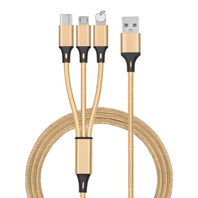 China MP3 / MP4 Player Nylon braided 3ft 6ft 10ft 3 in 1 usb 3.0 charger cable micro usb 8pin type C fast charging data cable for mobile phone for sale