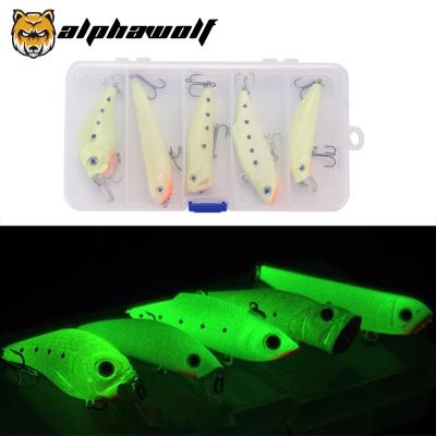 China Alpha Wolf New Arrival Luminous Lure Set Minnow Pencil VIB Grank Snap 5pcs/box AF-296 AF-296 for sale