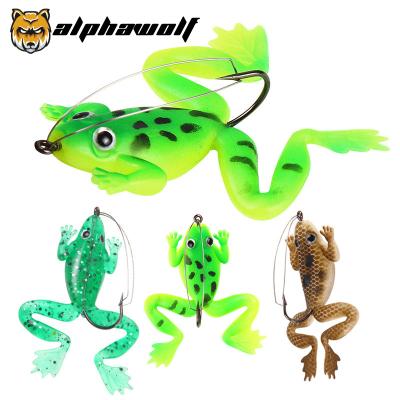 China New Alpha Wolf 5.2g/6cm Soft Bait Frog Black Bionic Fish Killer With One Hook 4pcs/bag AF-164 AF-164 for sale