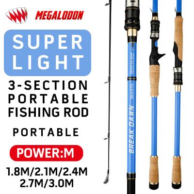 China Carbon Megalodon 3 Section Fishing Rod Super Portable Super Light Power: M 1.8M/2.1M/2.4M/2.7M/3.0M Super Hard for sale