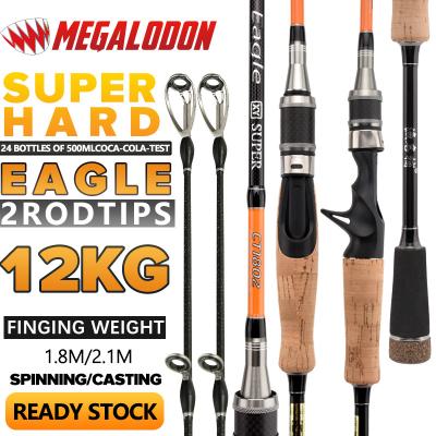 China Super Hard Carbon Megalodon [Eagle] 2Rod TipsM+MH 1.8M/2.1M 12kg Fishing Rod Fishing Weight Spin Casting 100%Carbon Fiber for sale