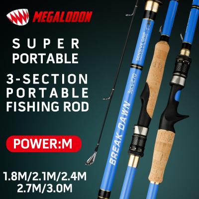 China Carbon Megalodon 3 Section Fishing Rod Super Portable Super Light Power: M 1.8M/2.1M/2.4M/2.7M/3.0M Super Hard for sale