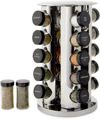 China Wholesale Home Viable Metal Kitchen Countertop Condiment Set Condiment Rotating Aluminum Spice Rack With Spices Jars Pepper Bottles for sale