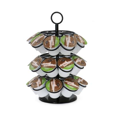 China Metal Detachable Fashionable Carousel Three Layers Hanging 27 Pods K Cup Coffee Capsule Holder for sale