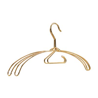 China Eco-friendly Nordic custom upgraded single gold 1000 wire pants baby metal plated coat hangers for kids clothes for sale