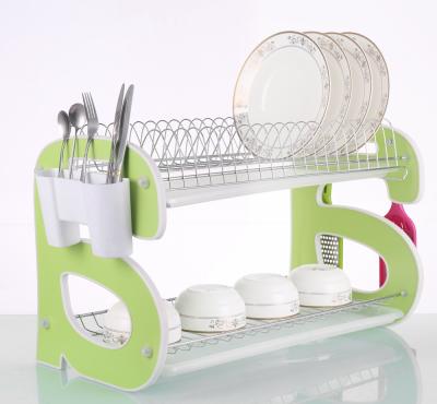 China Sustainable Luxury Chrome Plated Steel With Dish Rack Cutlery Cup 1-Tier Kitchen Mini Metal Drying Dish Rack for sale