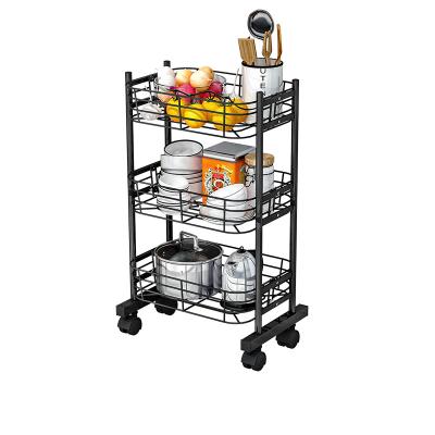 China Suoernuo 3 Tier Metal Kitchen Storage Rack Sustainable Cart for sale