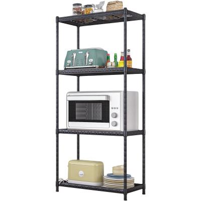 China Tier 4 Viable Esay To Install And Strong Rack Kitchen Storage 4 Layers Storage Rack Organizer Black Rack Storage for sale