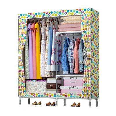 China Foldable Cabinet for Clothes Oxford Cloth Wardrobe Bedroom Metal Clothes Cabinet Wardrobe for sale