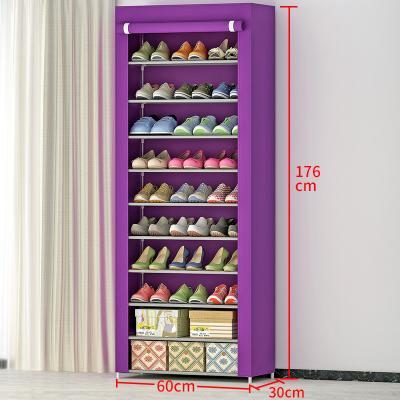 China Adjustable (Height) Customized 10 Layers Floor-Standing Non-Woven Universal Storage Rack Cheap Shoe Cloth Shoe Cabinet Shoe Rack Home for sale