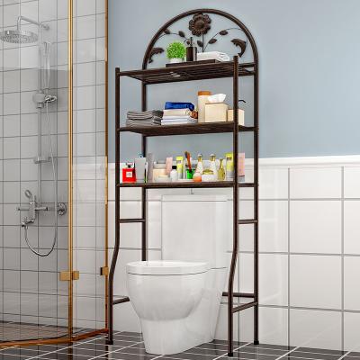 China Wholesale Modern Toilet Rack 3 Tier Metal Iron Tube Pipe Above Shelf Space Saving Washing Machine Closestool Storage Rack Bathroom for sale