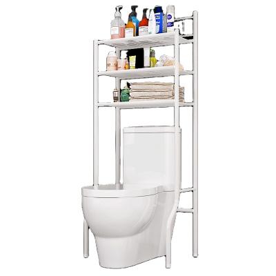 China Minimalist 3 Layer Multifunctional Bathroom Organize Rack Above The Toilet Washing Machine Rack Space Saving Metal Storage Rack For Bathroom for sale