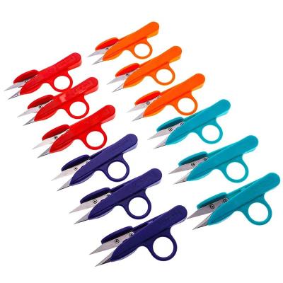 China Hand Sewing Stainless Steel Cross Stitch Scissors Cut Line One-Stroke U-shaped Fishing Scissors Household DIY Thread Cutter for sale