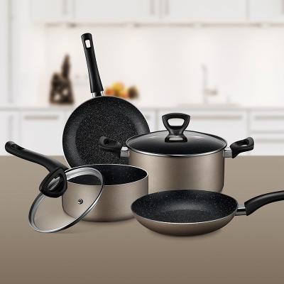 China ASD 2022 High Grade Sustainable Cookware Set Non Stick Cast Iron Cooking Set 6pcs Non Stick Aluminum Cookware Set for sale