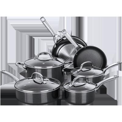 China Durable 10pc High Temperature Cast Iron Paint Kitchen Wear Cookware Set Cooking Set Cooking Non Stick Cookware Sets for sale