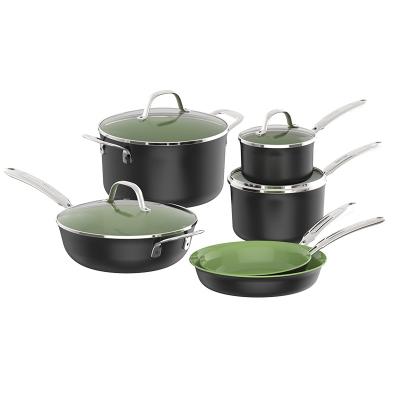 China OEM 2022 Viable Cheap Price 10 Pieces Die Cast Forged Aluminum Kitchen Pan Cookware Sets Nonstick for sale