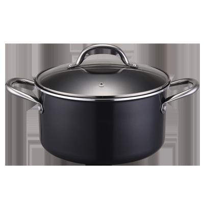 China Sustainable Die Cast Aluminum 24cm Nonstick Soup Cookware Casserole Pot With Lid for sale