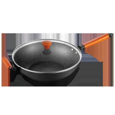 China HC Durable Imitation Pressure Non-Stick Aluminum Frying Pan 32cm with Lid 12.6inch Forged Aluminum Induction Wok for sale