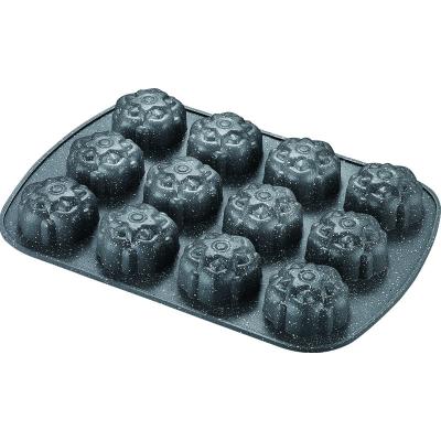 China Sustainable Custom Non Stick Cake Pancake Cake Pan Stick Grill Pan Die Cast Aluminum Rectangle 12 Grids Cake Pan for sale