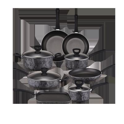 China 10pcs Die Casting Cookware Viable Aluminum Marble Coating Nonstick Coating Set for sale