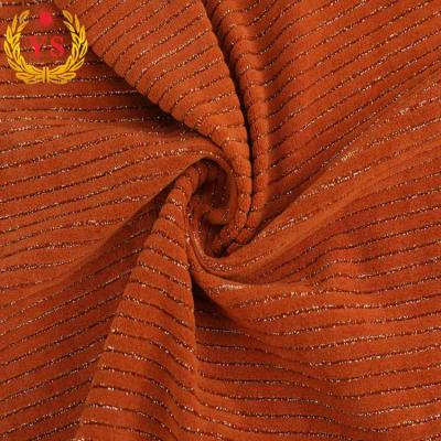 China 2019 viable new product stocklot knitted stripe polyester velvet fabrics dresses for sale