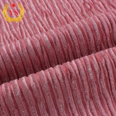 China Sustainable pleated curtain fabric velvet fabric in shirt fabric knitted stocklot for dress for sale