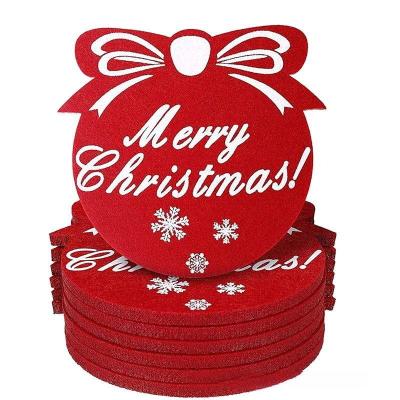 China Viable Christmas Snowflake Shaped Non-Slip Table Accessories Kitchen Wool Felt Ball Ball Drink Cup Coasters for sale