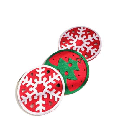 China Sustainable Custom Christmas Beverage Felt Snowflake Coasters for sale