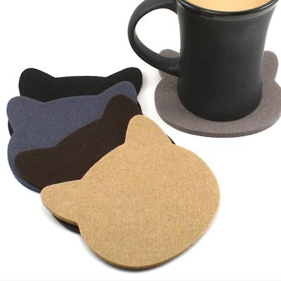 China New Cat Felt Shape Cat Wind Coaster Home Exquisite Simple Place Mat Viable Main Cute Absorbent Insulation Pad for sale