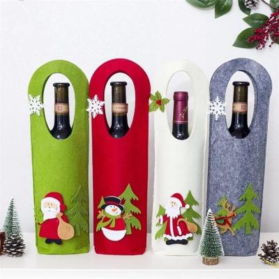 China Wholesale easy carry custom logo printed reusable christmas eco 1 2 4 6 bottles christmas gift packaging felt packaging bag for wine for sale