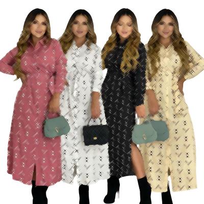 China Sustainable 2023 Fall Brand Women's Clothing Fashion Women's Casual Print Loose Dress Party Dresses Women Evening Elegance for sale