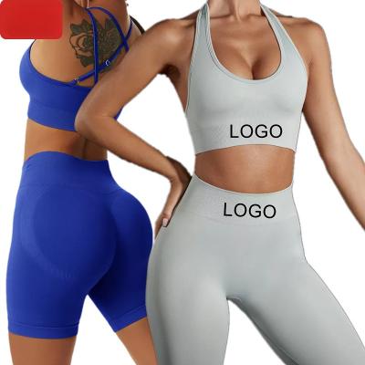 China Anti-Bacterial Fitness Gym Leggings High Waist Womens Activewear Seamless Set Bra And Legging Yoga Sets Women Custom Logo Butt Leggings For for sale