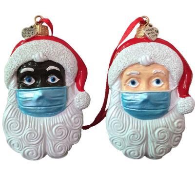 China Mid Century Hot Santa Head Resin Blown Christmas Ornaments Christmas Ornaments For Christmas Tree for sale