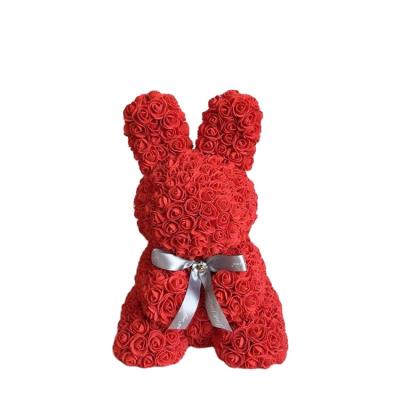 China Fasion Artificial Rose Flower Celebrated Party Lover Gift Rabbit Toy Easter Bunny for sale