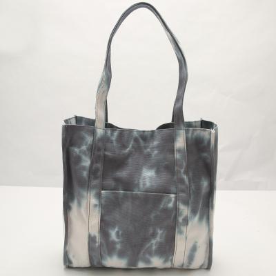 China Durable High Quality Cotton Canvas Tote Handbags Personality Tie Dye Single Shoulder Handbag for sale