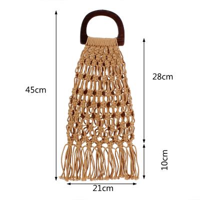 China New Hip Hop Style Weave Tote Handbags Casual Hollow Straw Handmade Bag With Tassels Beach Handbags for sale