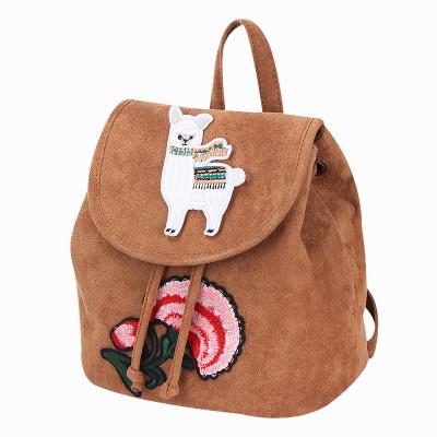 China Brown Ladies Backpack Vintage Shoulder Backpack Flip Flap Women Anti-theft Drawstring Small for sale