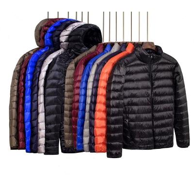 China Wholesale QUICK DRY Outdoor Warm Black Light Winter Bubble Hooded Puff Duck Feather Custom Logo Nylon Filled Down Stripper Jackets For Men for sale