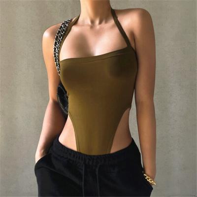 China Fashion New Hot Selling Wholesale Women's Anti-Wrinkle Stain Casual Women's Halter Neck Tie Single-Breasted Jumpsuit Vest for sale