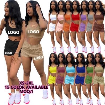 China 2022 Summer QUICK DRY Custom Clothing Women Outfits 2 Piece Set Crop Tank Top Jogger Biker Shorts Set Lounge Wear Shorts Two Piece Sets for sale