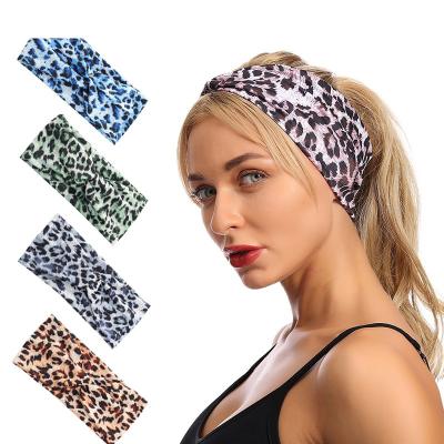 China New Leopard Print Sports Headband Wide Side Elasticity Sports Pad Yoga Gym Fitness Breathable Adjustable High Elastic Sweat Proof for sale