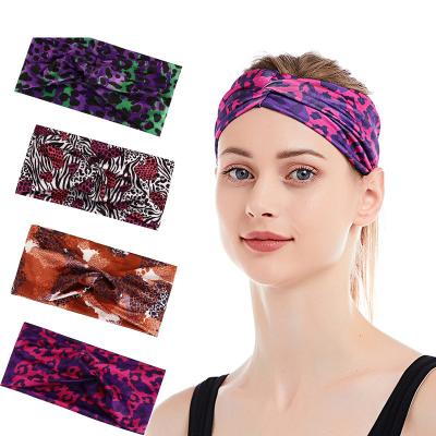 China New Breathable Adjustable Elasticity Sports Elastic Headband Wholesale Adjustable Elasticity Sports Yoga Gym Print High-elastic Print Sweatproof Wide Side Equipment for sale